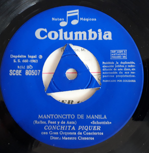 Conchita Piquer Con Gran Orquesta De Conciertos · Director Indalecio Cisneros - Mantoncito De Manila / La Maredeueta | Columbia (SCGE 80507) - 3
