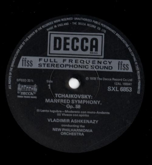 Pyotr Ilyich Tchaikovsky , New Philharmonia Orchestra , Vladimir Ashkenazy - Manfred Symphony | Decca (SXL 6853) - 3