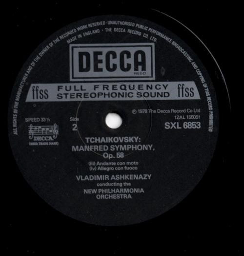 Pyotr Ilyich Tchaikovsky , New Philharmonia Orchestra , Vladimir Ashkenazy - Manfred Symphony | Decca (SXL 6853) - 4