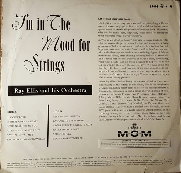 Ray Ellis And His Orchestra - I'm In The Mood For Strings | MGM Records (65 008) - 2