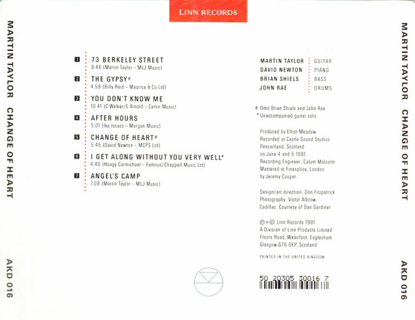 Martin Taylor - Change Of Heart | Linn Records (AKD 016) - 2