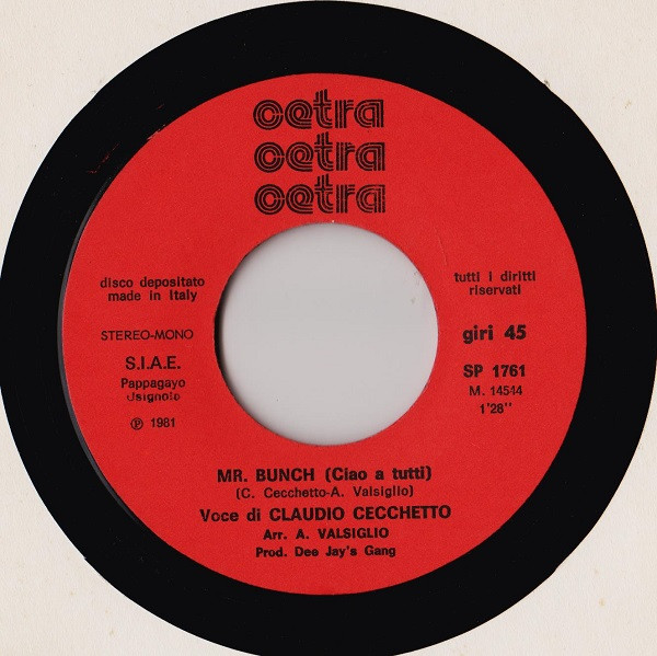 Claudio Cecchetto E La Dee Jay's Gang - Ska' Chou Chou (82) | Cetra (SP 1761) - 4