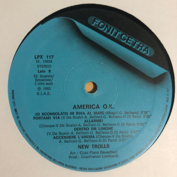 New Trolls - America O.K. | Fonit Cetra (LPX 117) - 3