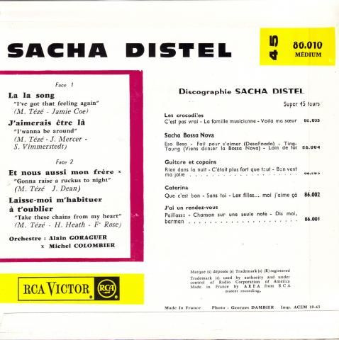 Sacha Distel - La La Song | RCA Victor (86.010 M) - 3