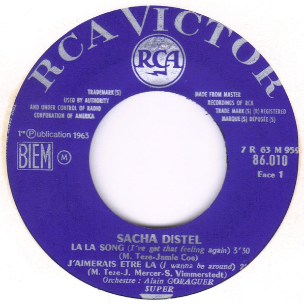 Sacha Distel - La La Song | RCA Victor (86.010 M) - 4