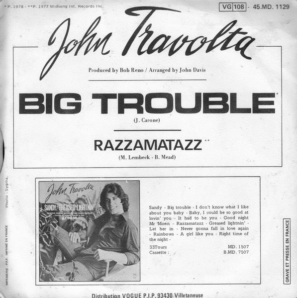 John Travolta - Big Trouble | Midsong International (45.MD. 1129) - 2 John Travolta - Big Trouble | Midsong International (45.MD. 1129) - 2
