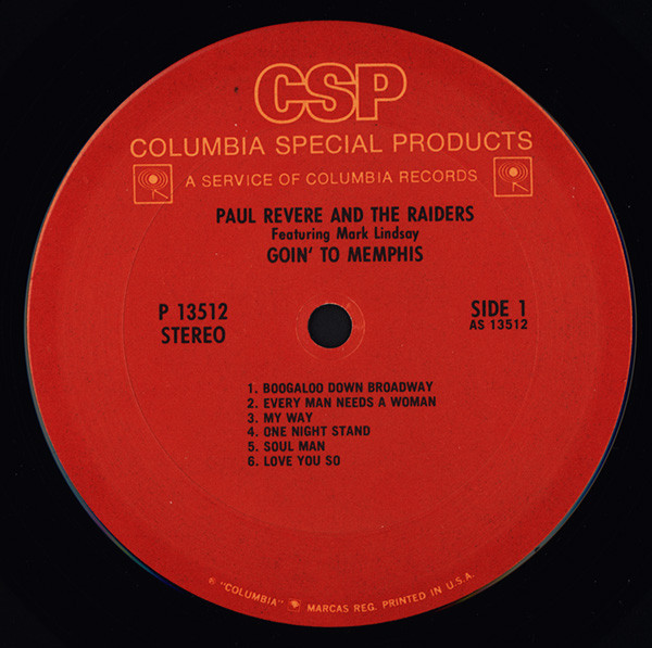 Paul Revere & The Raiders Featuring Mark Lindsay - Goin' To Memphis | Columbia Special Products (P 13512) - 3 Paul Revere & The Raiders Featuring Mark Lindsay - Goin' To Memphis | Columbia Special Products (P 13512) - 3