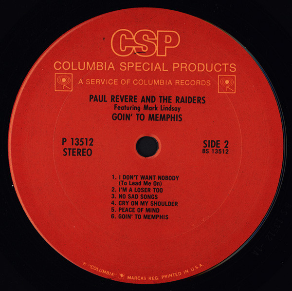 Paul Revere & The Raiders Featuring Mark Lindsay - Goin' To Memphis | Columbia Special Products (P 13512) - 4 Paul Revere & The Raiders Featuring Mark Lindsay - Goin' To Memphis | Columbia Special Products (P 13512) - 4