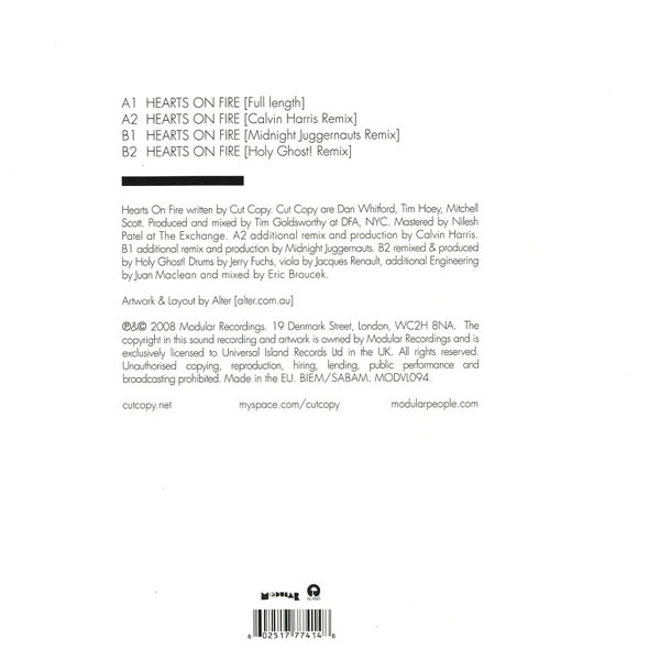 Cut Copy - Hearts On Fire | Modular Recordings (MODVL094) - 2