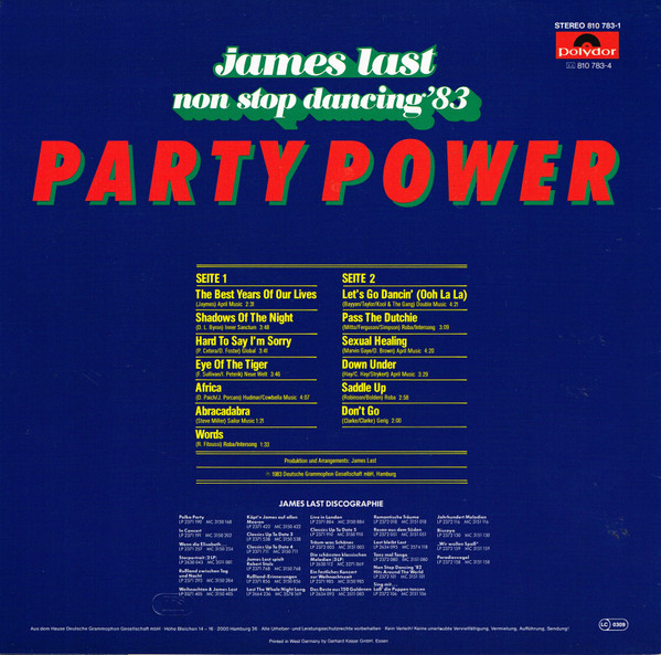 James Last - Non Stop Dancing '83 Party Power | Polydor (810 783-1) - 2