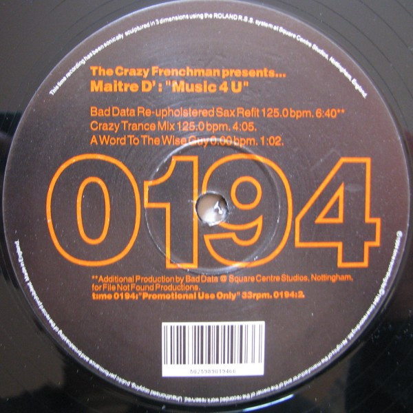 The Crazy Frenchman Presents Maitre D' - Music 4 U | t:me (t:me 0194) - main