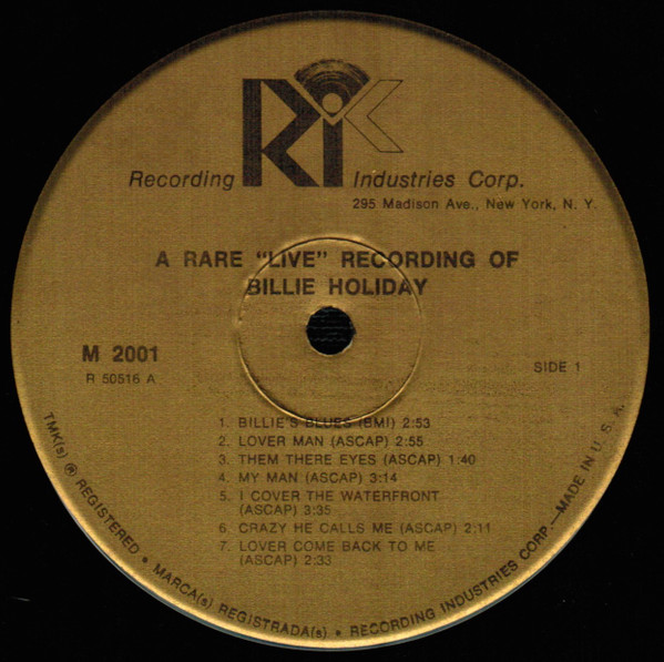 Billie Holiday - A Rare Live Recording Of Billie Holiday | Recording Industries Corp. (M2001) - 3 Billie Holiday - A Rare Live Recording Of Billie Holiday | Recording Industries Corp. (M2001) - 3
