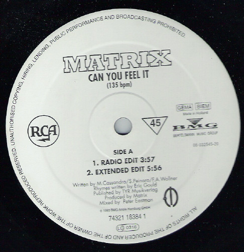 Matrix - Can You Feel It | RCA (74321 18384 1) - 3