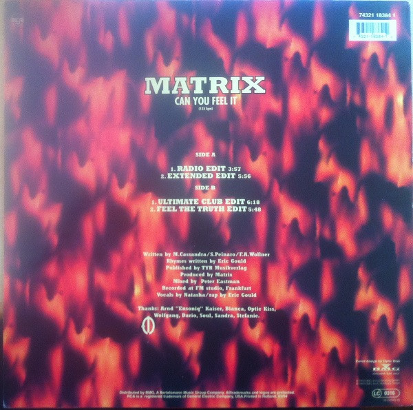 Matrix - Can You Feel It | RCA (74321 18384 1) - 2