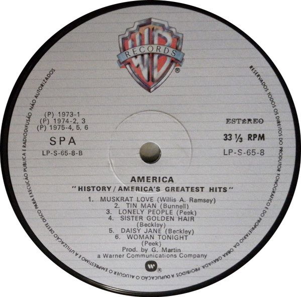 America - History · America's Greatest Hits | Warner Bros. Records (L P-S-65-8) - 4