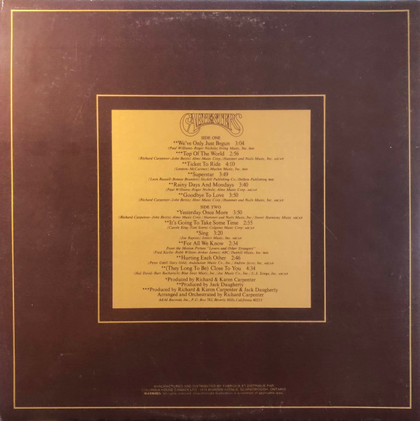 Carpenters - The Singles 1969-1973 [Vinyl] | A&M Records (SP-3601) - 3
