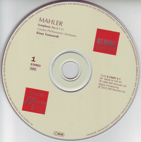 Gustav Mahler , Ortrun Wenkel , Lucia Popp , Southend Boys' Choir , Ladies Of The London Philharmonic Choir , London Philharmonic Orchestra , Klaus Tennstedt - Symphonies Nos. 3 & 4 | EMI Classics (5 74296 2) - 3
