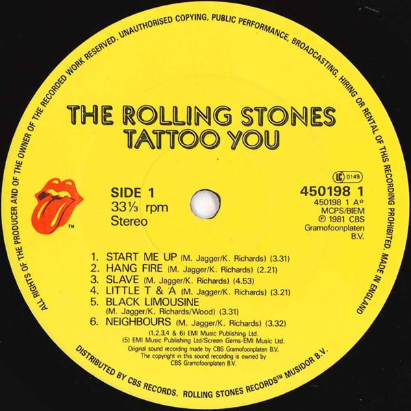 The Rolling Stones - Tattoo You | Rolling Stones Records (CBS 450198 1) - 3
