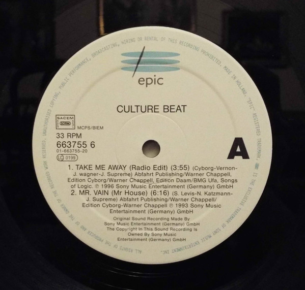 Culture Beat - Take Me Away | Epic (663755 6) - 3