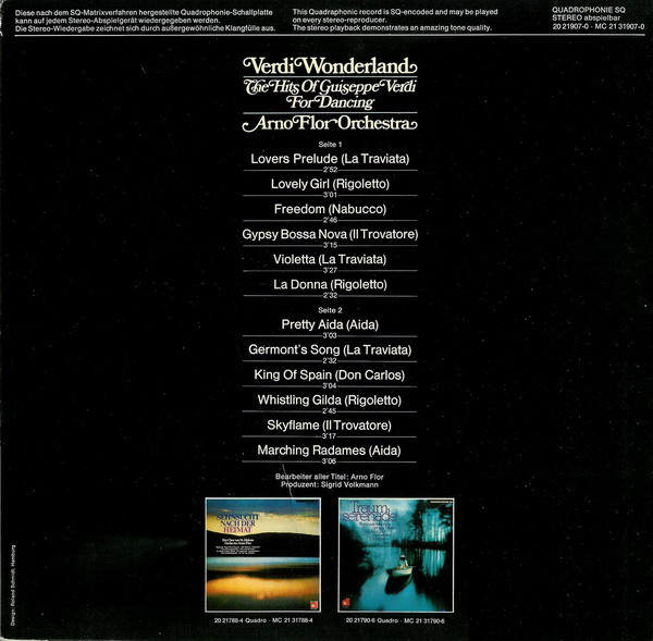 Orchester Arno Flor - Verdi Wonderland - The Hits Of Guiseppe Verdi For Dancing | BASF (20 21907-0) - 2 Orchester Arno Flor - Verdi Wonderland - The Hits Of Guiseppe Verdi For Dancing | BASF (20 21907-0) - 2