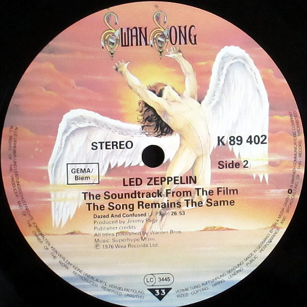 Led Zeppelin - The Soundtrack From The Film The Song Remains The Same | Swan Song (SS 89 402) - 4 Led Zeppelin - The Soundtrack From The Film The Song Remains The Same | Swan Song (SS 89 402) - 4
