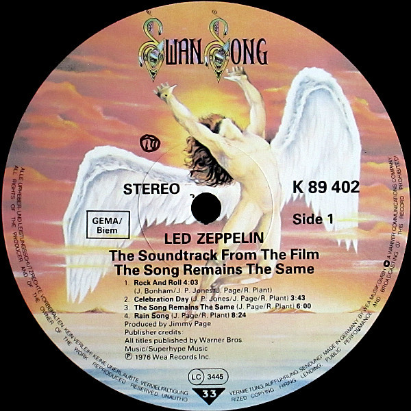 Led Zeppelin - The Soundtrack From The Film The Song Remains The Same | Swan Song (SS 89 402) - 3 Led Zeppelin - The Soundtrack From The Film The Song Remains The Same | Swan Song (SS 89 402) - 3
