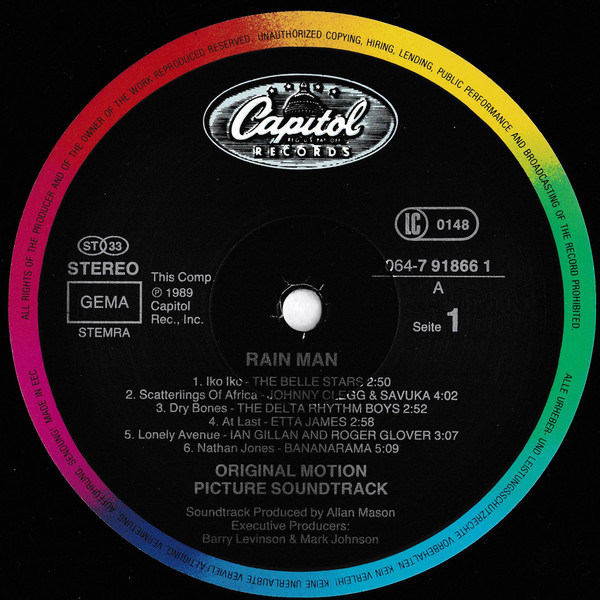 Various - Rain Man (Original Motion Picture Soundtrack) | Capitol Records (064 7 91866 1) - 3 Various - Rain Man (Original Motion Picture Soundtrack) | Capitol Records (064 7 91866 1) - 3