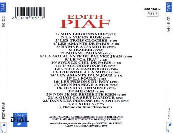 Edith Piaf - 25e anniversaire | Club Dial (900 153-2) - 2