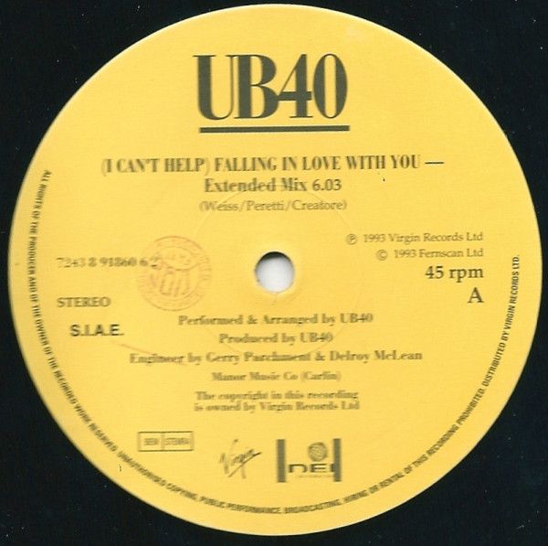 UB40 - (I Can't Help) Falling In Love With You | Virgin (7243 8 91860 6 2) - 3