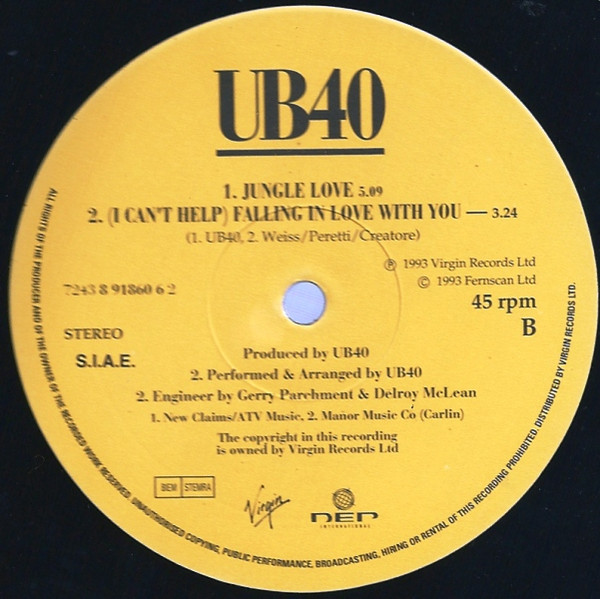 UB40 - (I Can't Help) Falling In Love With You | Virgin (7243 8 91860 6 2) - 4