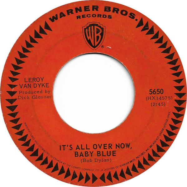 Leroy Van Dyke - It's All Over Now Baby Blue | Warner Bros. Records (5650) - main