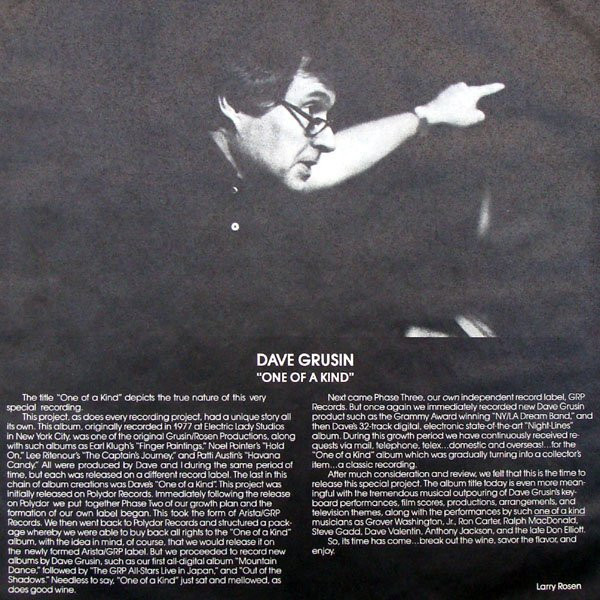 Dave Grusin - One Of A Kind | GRP (GRP 91011) - 2 Dave Grusin - One Of A Kind | GRP (GRP 91011) - 2