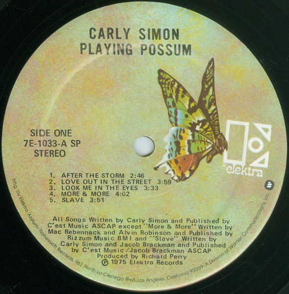 Carly Simon - Playing Possum | Elektra (7E-1033) - 3