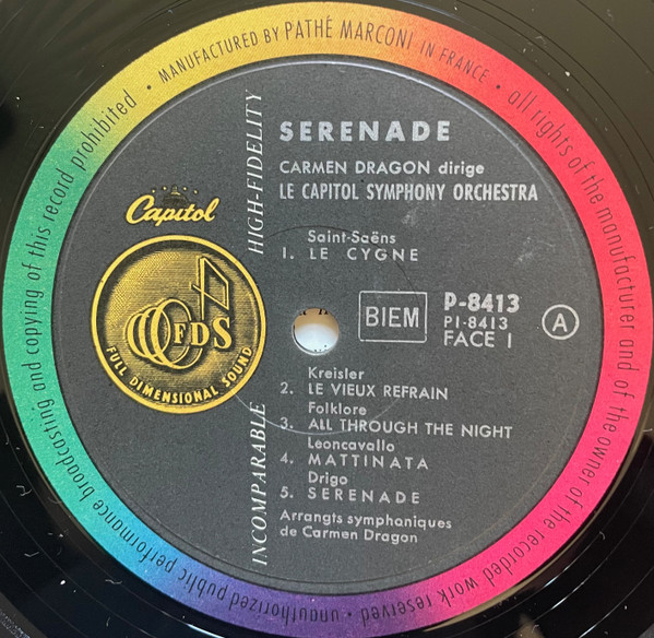 Carmen Dragon Dirige Le Capitol Symphony Orchestra - Sérénade | Capitol Records (P-8413) - 3
