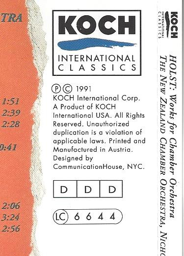 Gustav Holst - New Zealand Chamber Orchestra , Nicholas Braithwaite - Works For Chamber Orchestra | Koch International Classics (3-7058-2 H1) - 4