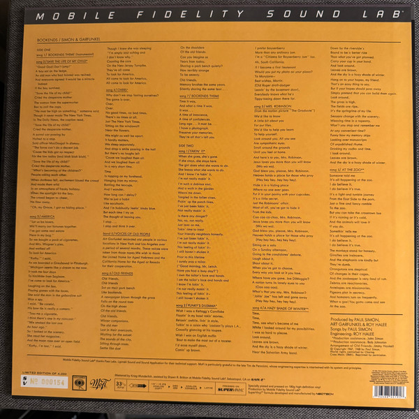 Simon & Garfunkel - Bookends | Mobile Fidelity Sound Lab (MFSV 1-541) - 2