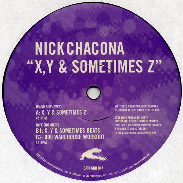 Nick Chacona - X, Y & Sometimes Z | Grayhound Recordings (GND 047) - main