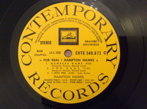 Hampton Hawes Quartet Featuring Scott LaFaro - For Real ! | Contemporary Records (CHTX 240.672) - 4 Hampton Hawes Quartet Featuring Scott LaFaro - For Real ! | Contemporary Records (CHTX 240.672) - 4