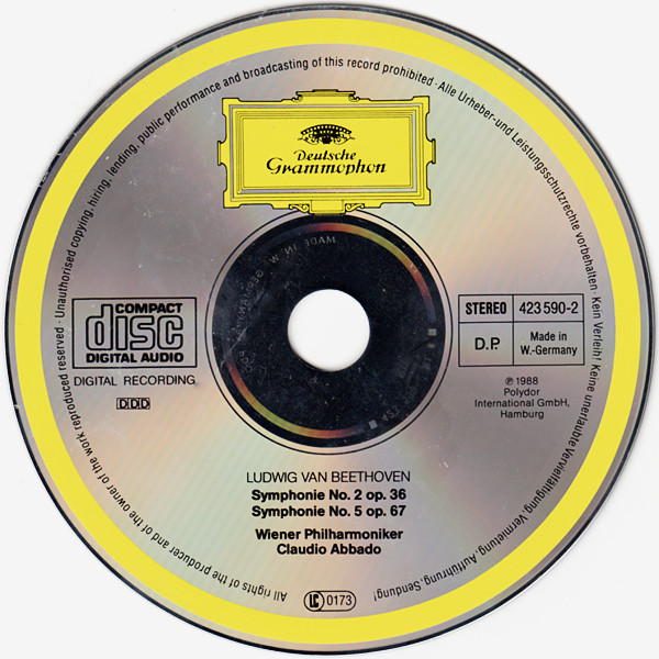 Ludwig van Beethoven , Wiener Philharmoniker , Claudio Abbado - Symphonien Nos. 2 & 5 | Deutsche Grammophon (423 590-2) - 3
