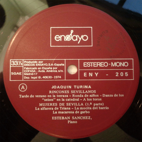 Joaquín Turina , Esteban Sánchez - Sevilla | Ensayo (ENY-205) - 3