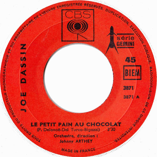Joe Dassin - Le Petit Pain Au Chocolat / Le Temps Des Œufs Au Plat | CBS (3871) - 3