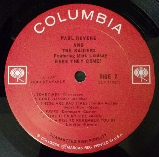 Paul Revere & The Raiders Featuring Mark Lindsay - Here They Come! | Columbia (CL 2307) - 4 Paul Revere & The Raiders Featuring Mark Lindsay - Here They Come! | Columbia (CL 2307) - 4