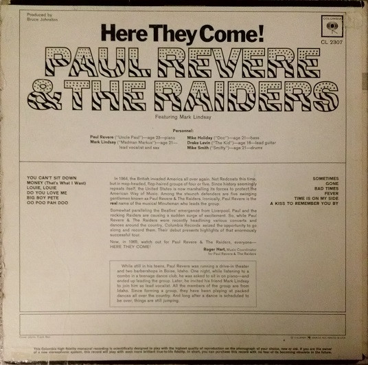 Paul Revere & The Raiders Featuring Mark Lindsay - Here They Come! | Columbia (CL 2307) - 2 Paul Revere & The Raiders Featuring Mark Lindsay - Here They Come! | Columbia (CL 2307) - 2