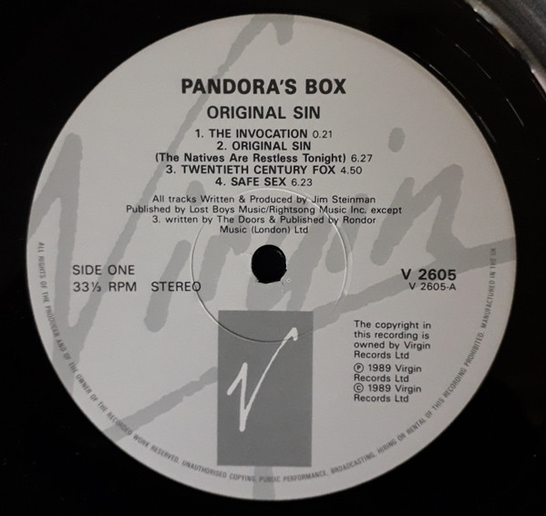 Pandora's Box - Original Sin | Virgin (V 2605) - 4 Pandora's Box - Original Sin | Virgin (V 2605) - 4