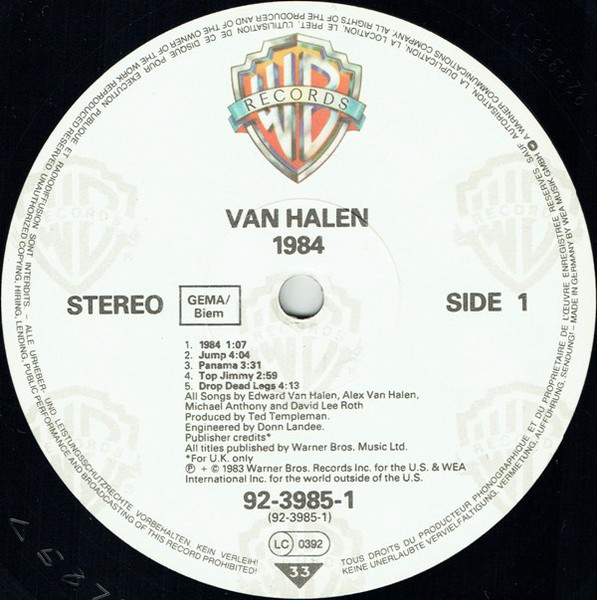 Van Halen - 1984 | Warner Bros. Records (92-3985-1) - 3