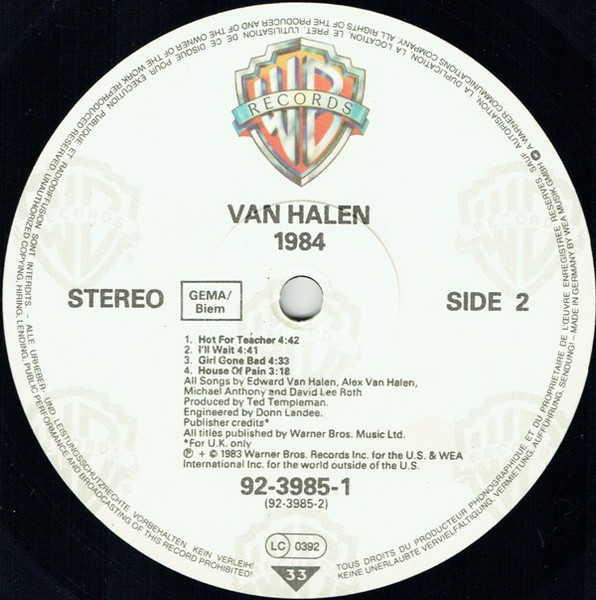 Van Halen - 1984 | Warner Bros. Records (92-3985-1) - 4