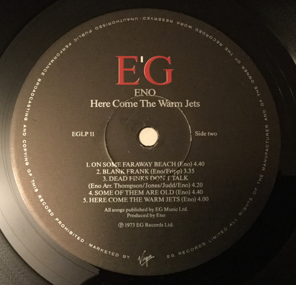 Brian Eno - Here Come The Warm Jets | EG (EGLP 11) - 4