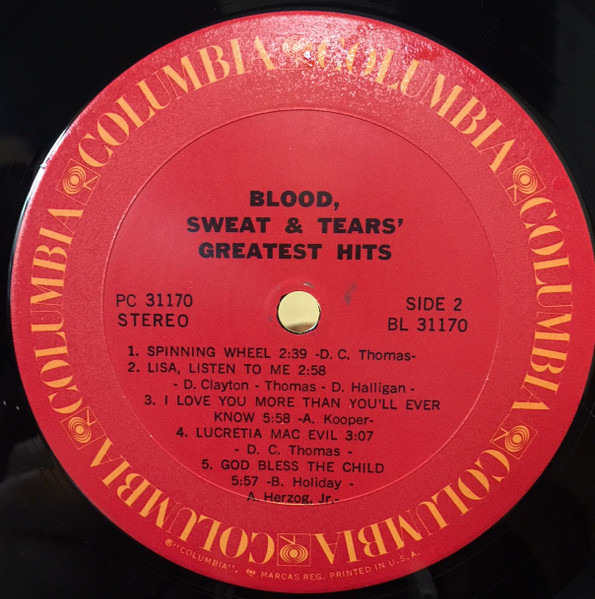 Blood, Sweat And Tears - Blood, Sweat & Tears Greatest Hits | Columbia (PC 31170) - 3 Blood, Sweat And Tears - Blood, Sweat & Tears Greatest Hits | Columbia (PC 31170) - 3