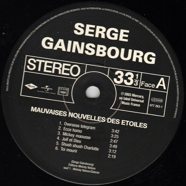 Serge Gainsbourg - Mauvaises Nouvelles Des Étoiles | Mercury (077 263-1) - 3