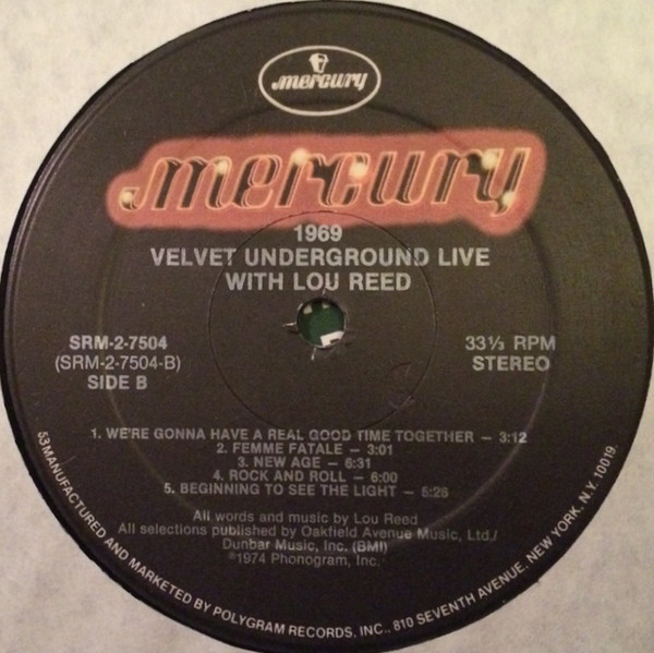 The Velvet Underground - 1969 Velvet Underground Live With Lou Reed | Mercury (826 284-1 M-2) - 4 The Velvet Underground - 1969 Velvet Underground Live With Lou Reed | Mercury (826 284-1 M-2) - 4